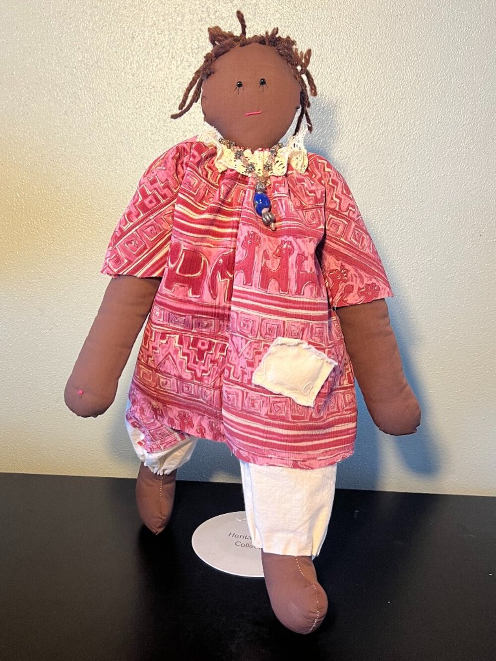Handmade Folk Art African American Cloth Rag Doll ~ Black Americana ~ Batik - Picture 2 of 14